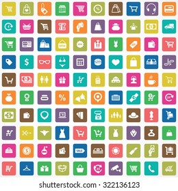 shopping 100 icons universal set for web and mobile
