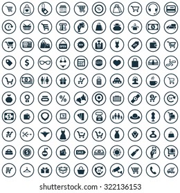 shopping 100 icons universal set for web and mobile
