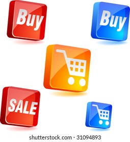 Shopping 3d icons. Vector illustration.