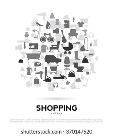 Shopping abstract background for advertising and design. Vector