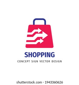Shopping - abstract vector logo template concept illustration. Shop bag and arrows creative sign. Design element.
