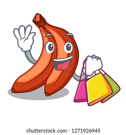 Shopping abunch in red bananas fruit character