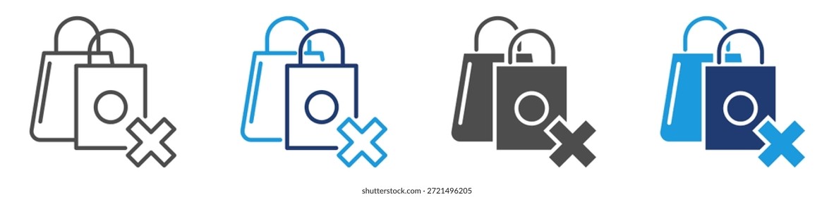 Hoja de iconos de adicción de compras con varios estilos
