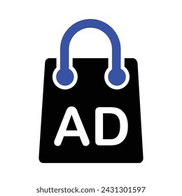 Icono de anuncios de compras, gráficos vectoriales