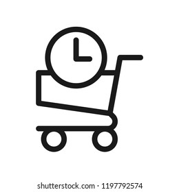 Shopping all the time icon, online marketing concept. Simple flat design. Isolate on white background.