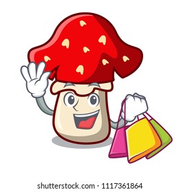 Shopping amanita mushroom character cartoon