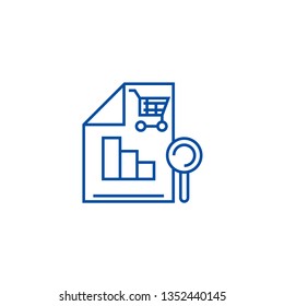 Shopping analysis line icon concept. Shopping analysis flat  vector symbol, sign, outline illustration.