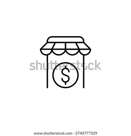 Shopping app and dollar symbol. Purchase payment and finances. Pixel perfect, editable stroke vector icon
