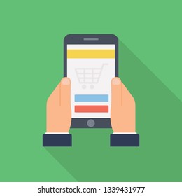 Shopping app flat icon 