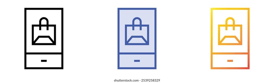 shopping app icon. Linear, Blue Fill and Gradient Style Design Isolated On White Background