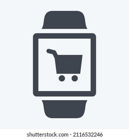 Shopping App Icon in trendy glyph style isolated on soft blue background