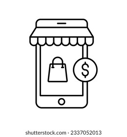 Shopping app Outline Vector Icon that can easily edit or modify

