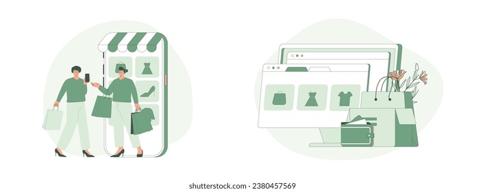 Shopping APP recommendations and online shopping. Vector illustration, suitable for web landing page, ui, mobile app