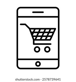 Shopping App Vector Line Icon Design