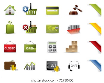 Shopping and auctions icons