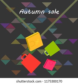 shopping autumn sale paper package vector background