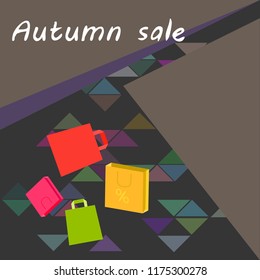 shopping autumn sale paper package vector background