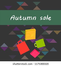 shopping autumn sale paper package vector background