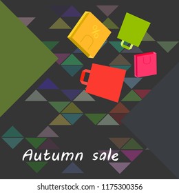 shopping autumn sale paper package vector background