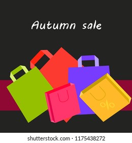 shopping autumn sale paper package vector background