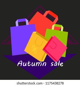 shopping autumn sale paper package vector background
