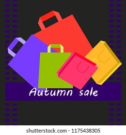 shopping autumn sale paper package vector background