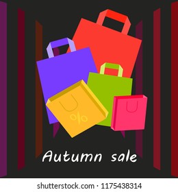 shopping autumn sale paper package vector background