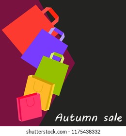 shopping autumn sale paper package vector background