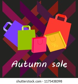shopping autumn sale paper package vector background