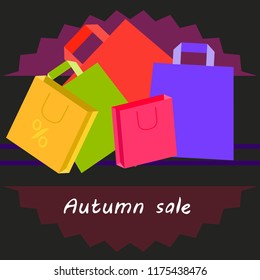 shopping autumn sale paper package vector background