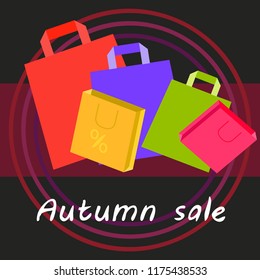 shopping autumn sale paper package vector background