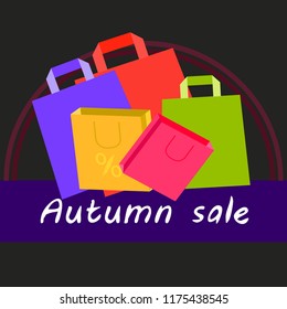 shopping autumn sale paper package vector background