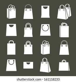 Shopping back icons vector set, shopping theme simplistic symbols vector collections.