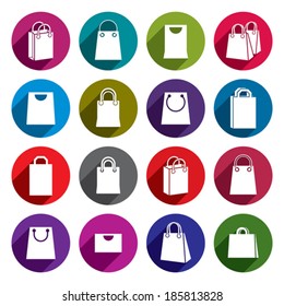 Shopping back icons vector set, shopping theme simplistic symbols vector collections.