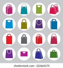Shopping back icons vector set, shopping theme simplistic symbols vector collections.
