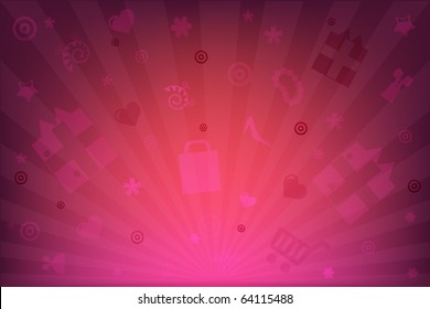 Shopping Background With Bags, Gifts, Shoes And Colours, Vector Illustration