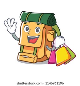 Shopping backpack character cartoon style