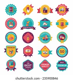 shopping badge banner flat design background set, eps10
