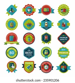 shopping badge banner flat design background set, eps10