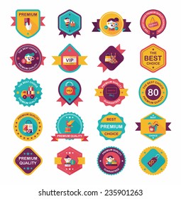 shopping badge banner flat design background set, eps10