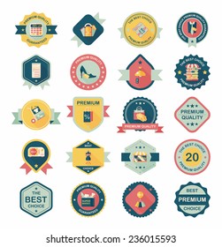 shopping badge banner flat design background set, eps10