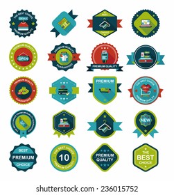 shopping badge banner flat design background set, eps10