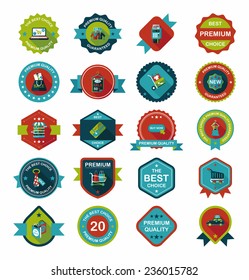 shopping badge banner flat design background set, eps10