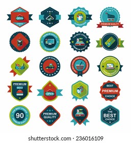 shopping badge banner flat design background set, eps10