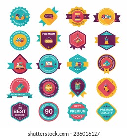 shopping badge banner flat design background set, eps10