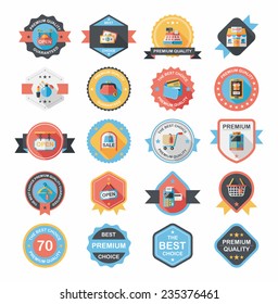 shopping badge flat design background set, eps10