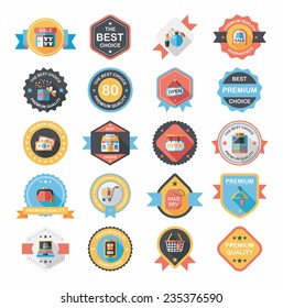 shopping badge flat design background set, eps10
