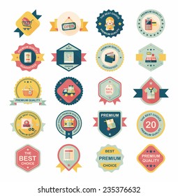 shopping badge flat design background set, eps10