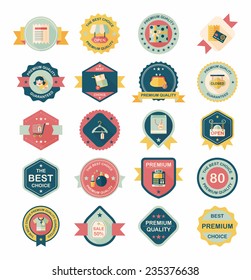 shopping badge flat design background set, eps10