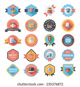 shopping badge flat design background set, eps10